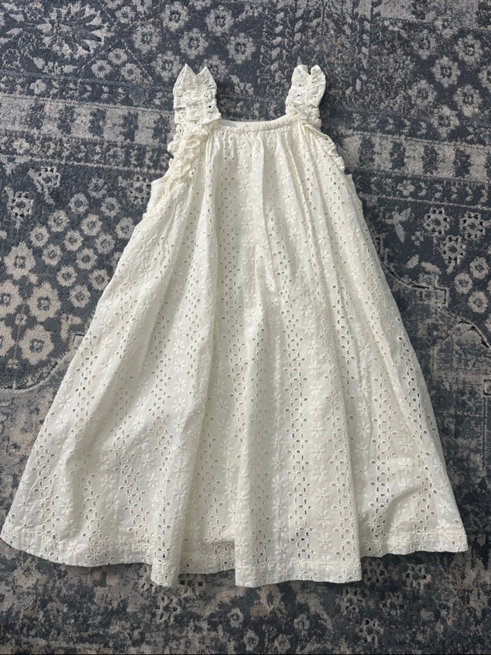 Crewcuts Cream Eyelet Ruffle-Strap Dress